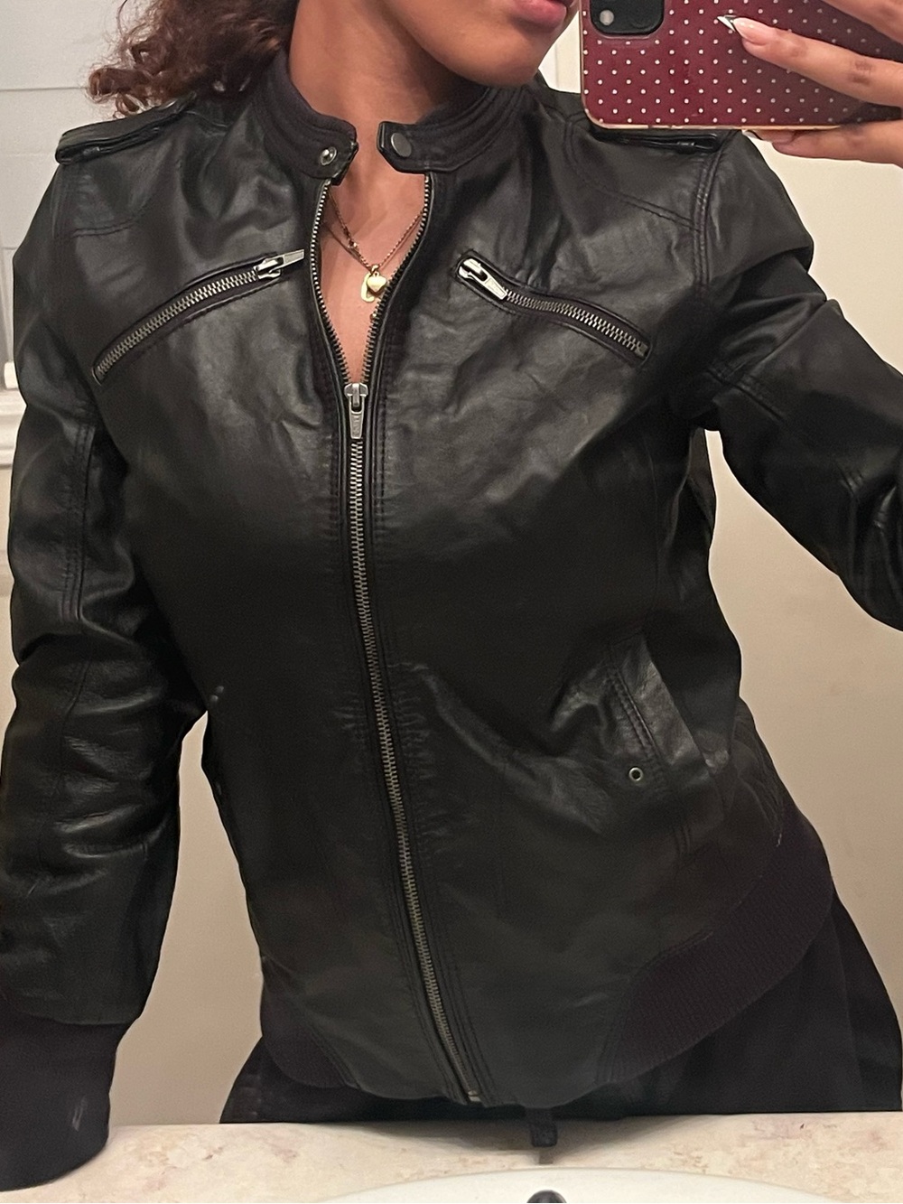 Classic Puma Black Leather Moto Jacket - Women's